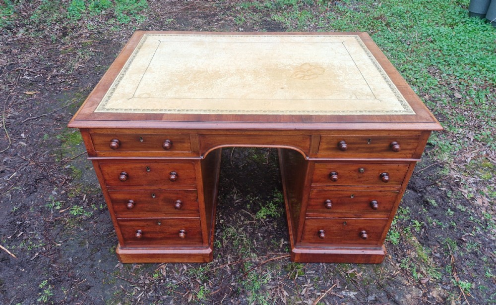 Mid 19th century mahogany pedestal partners writing desk. 