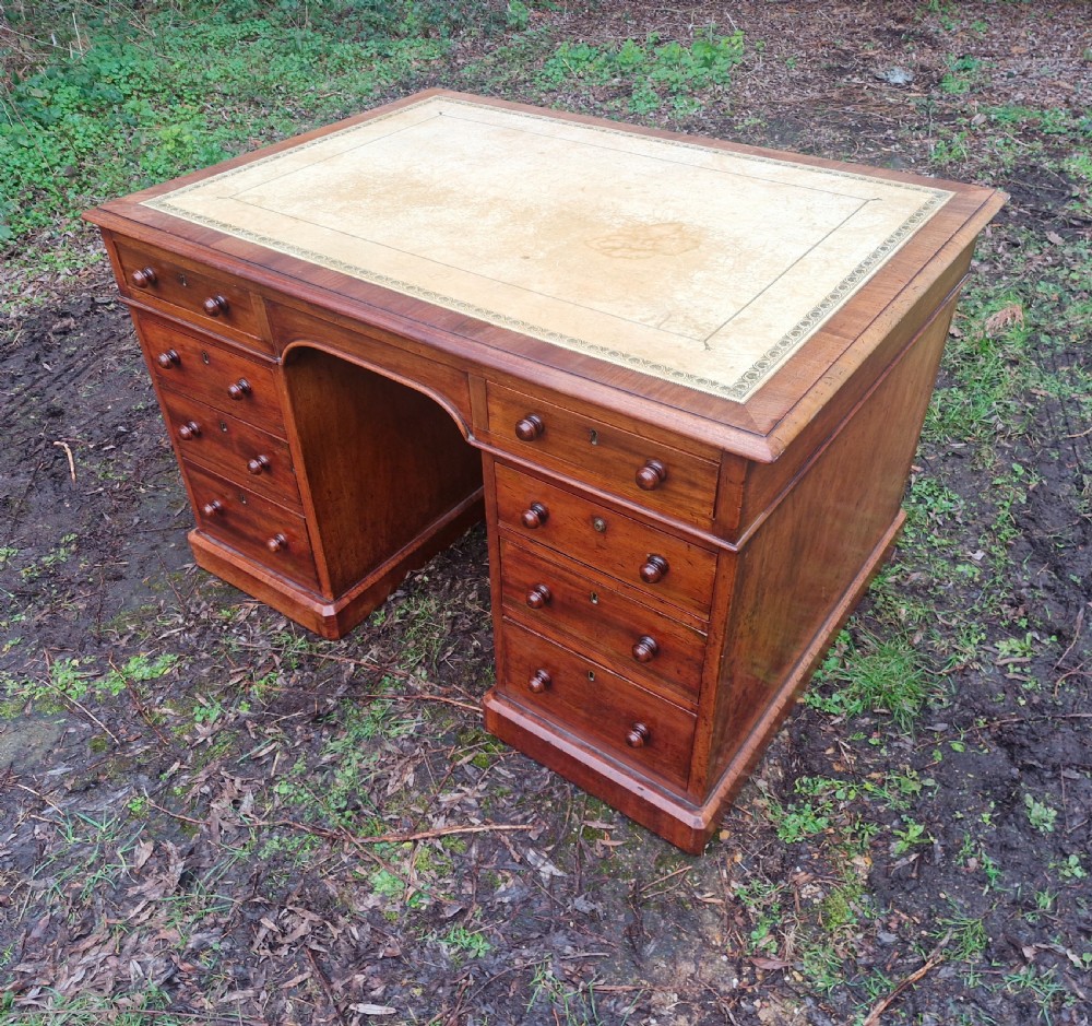 Mid 19th century mahogany pedestal partners writing desk.  View IV