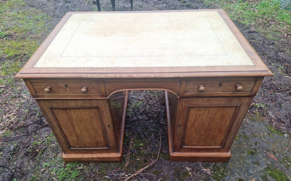 Mid 19th century mahogany pedestal partners writing desk.  View VI
