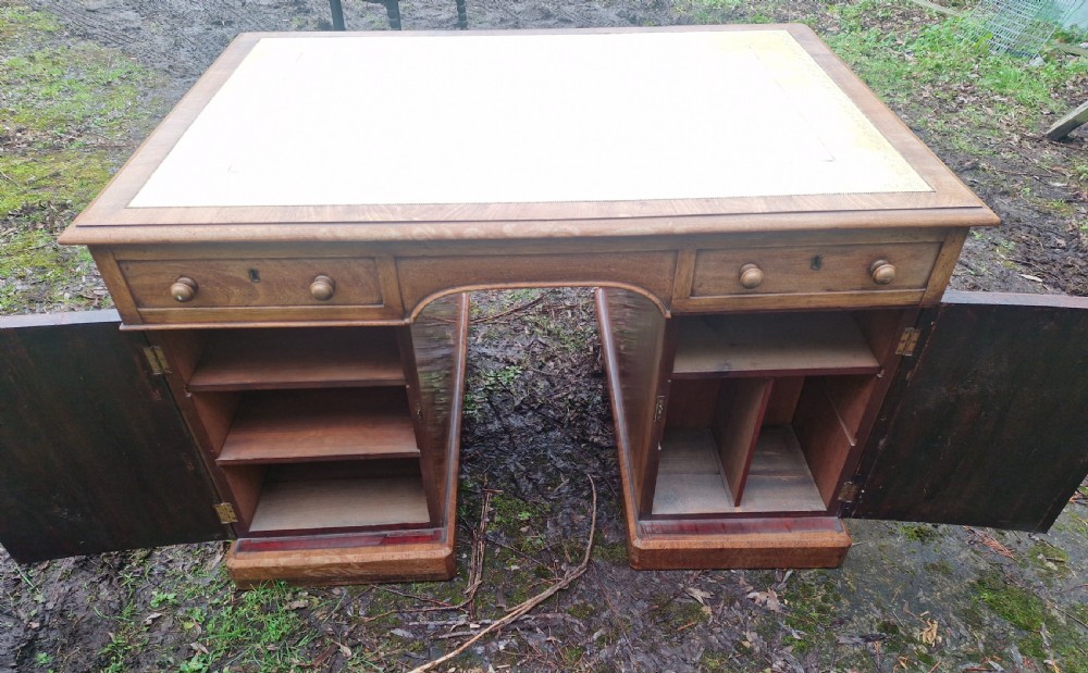 Mid 19th century mahogany pedestal partners writing desk.  View X