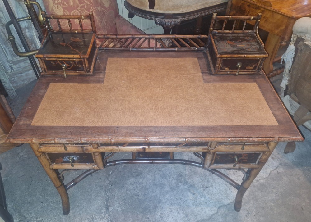 19th century bamboo writing table.  View VI