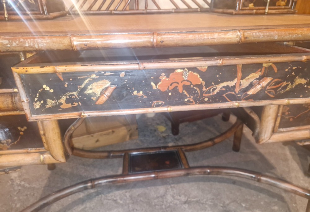 19th century bamboo writing table.  View IX