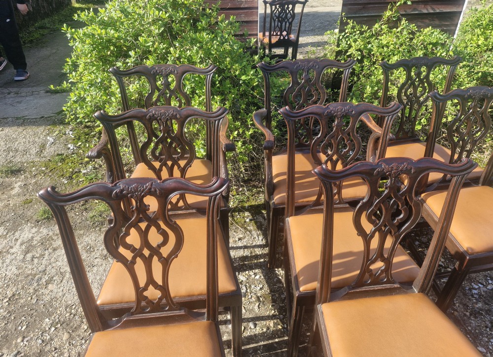 Good set of 8 Chippendale style mahogany dining chairs. View V