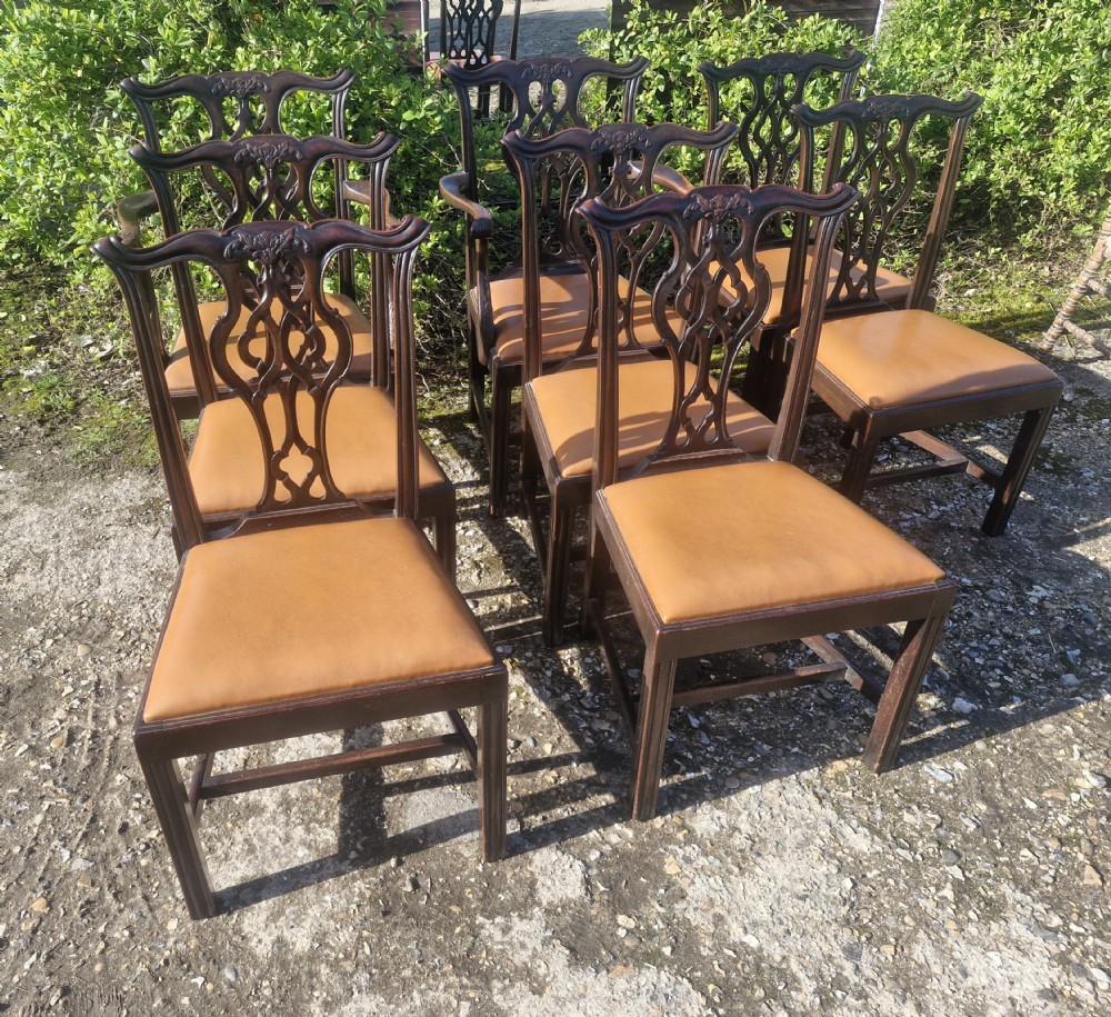 Good set of 8 Chippendale style mahogany dining chairs. View VI
