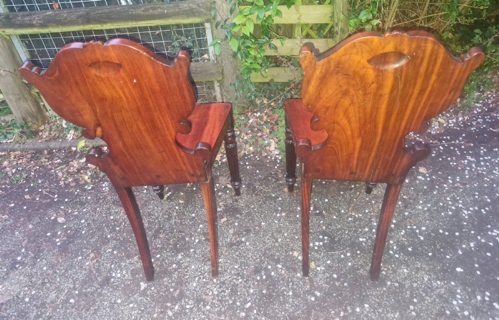 Pair of Regency mahogany hall chairs.  View VII