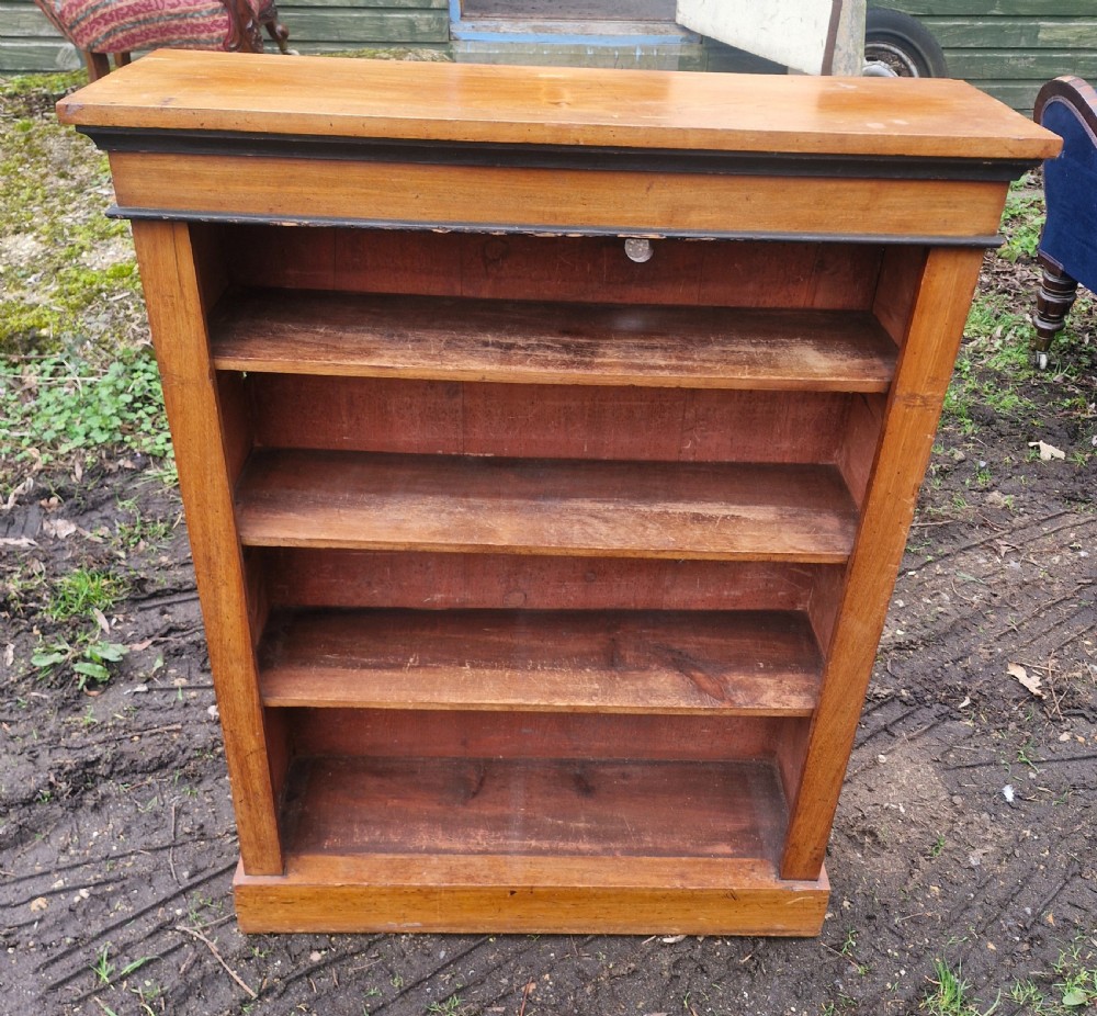 Small late Victorian walnut open front bookcase.  View V