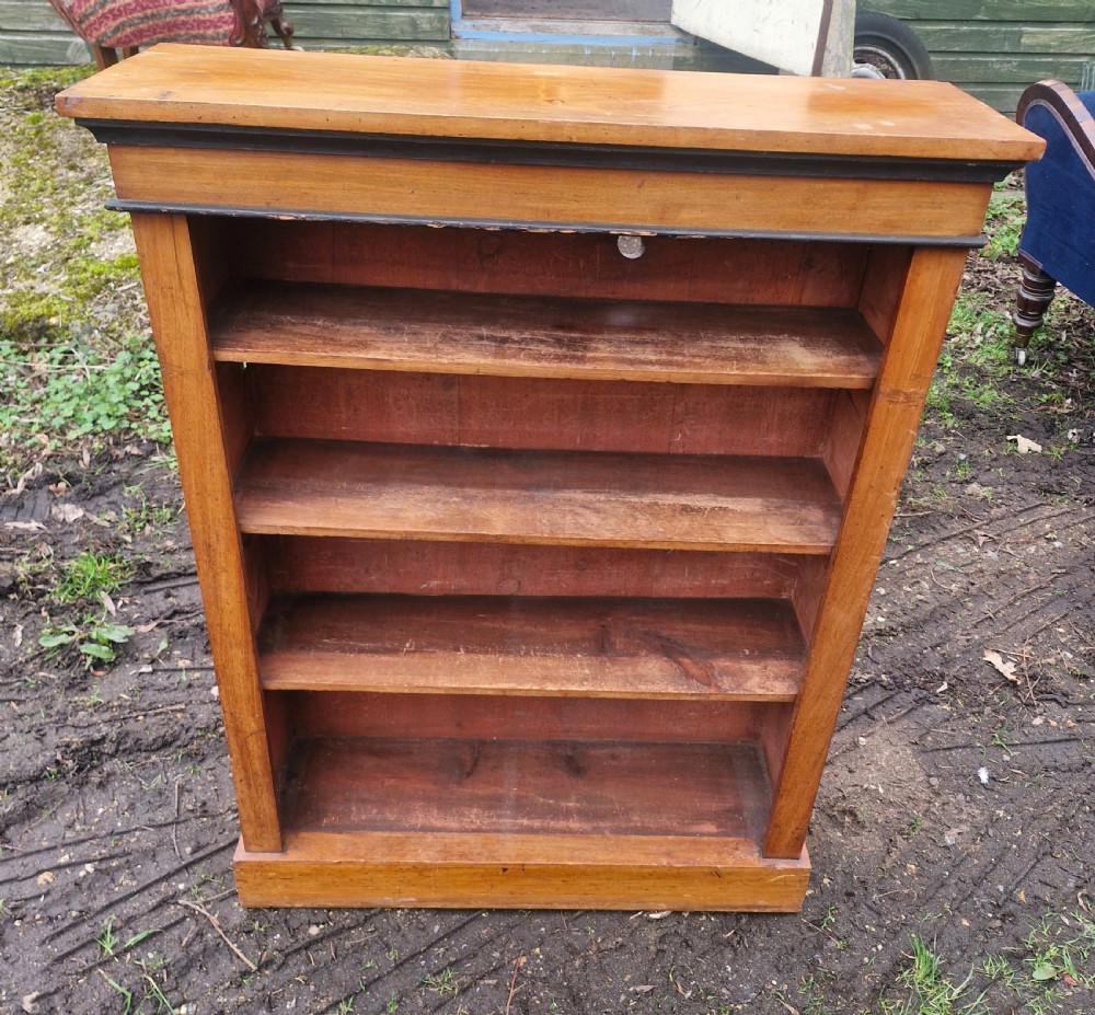Small late Victorian walnut open front bookcase.  View VI