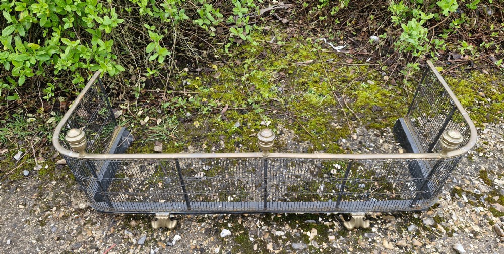 19th century mesh and brass fire fender.  View II