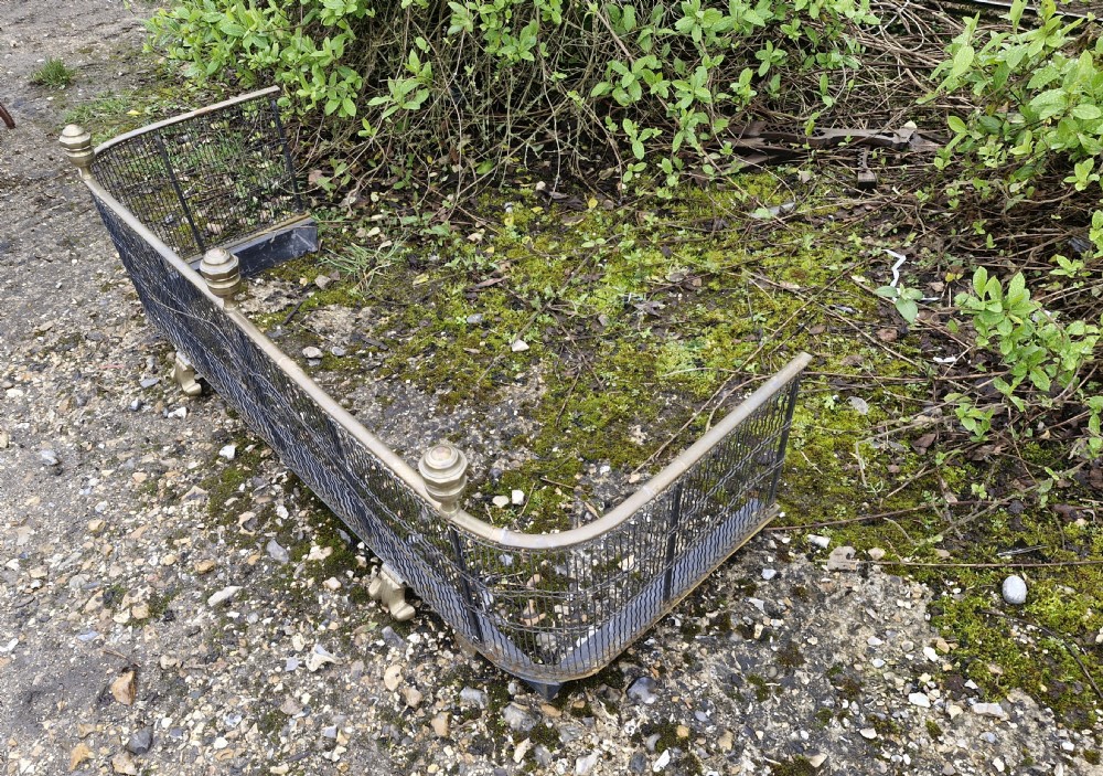 19th century mesh and brass fire fender.  View III