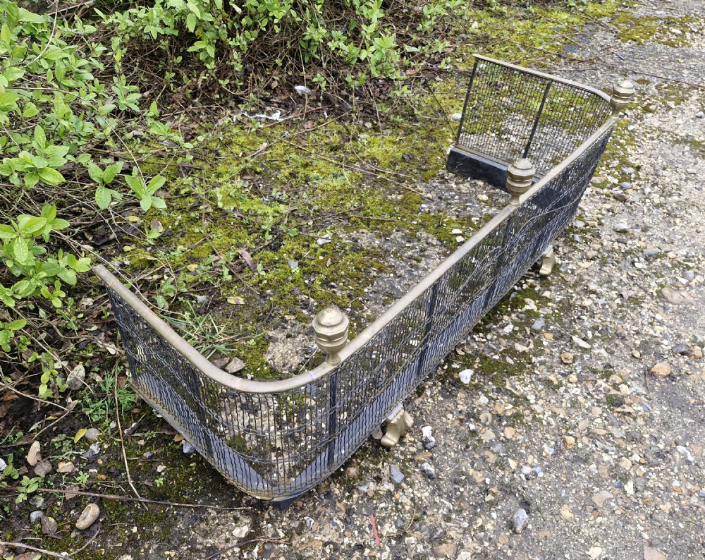 19th century mesh and brass fire fender.  View IV