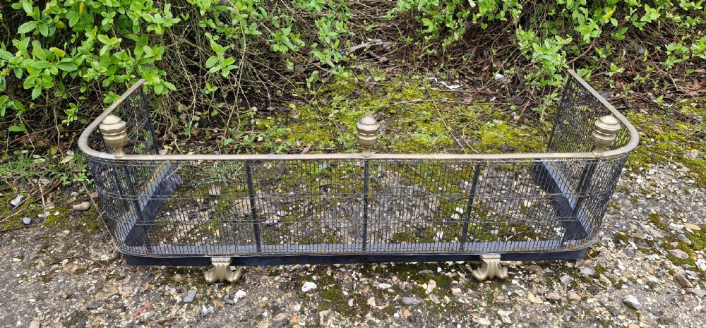 19th century mesh and brass fire fender.  View V