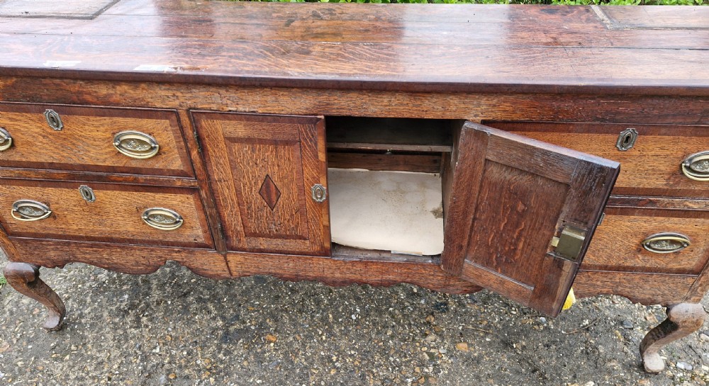 Antique Shropshire oak and banded dresser base.  View IV