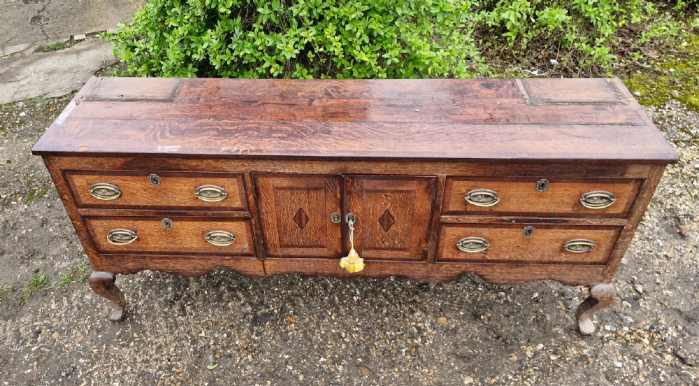 Antique Shropshire oak and banded dresser base.  View VIII