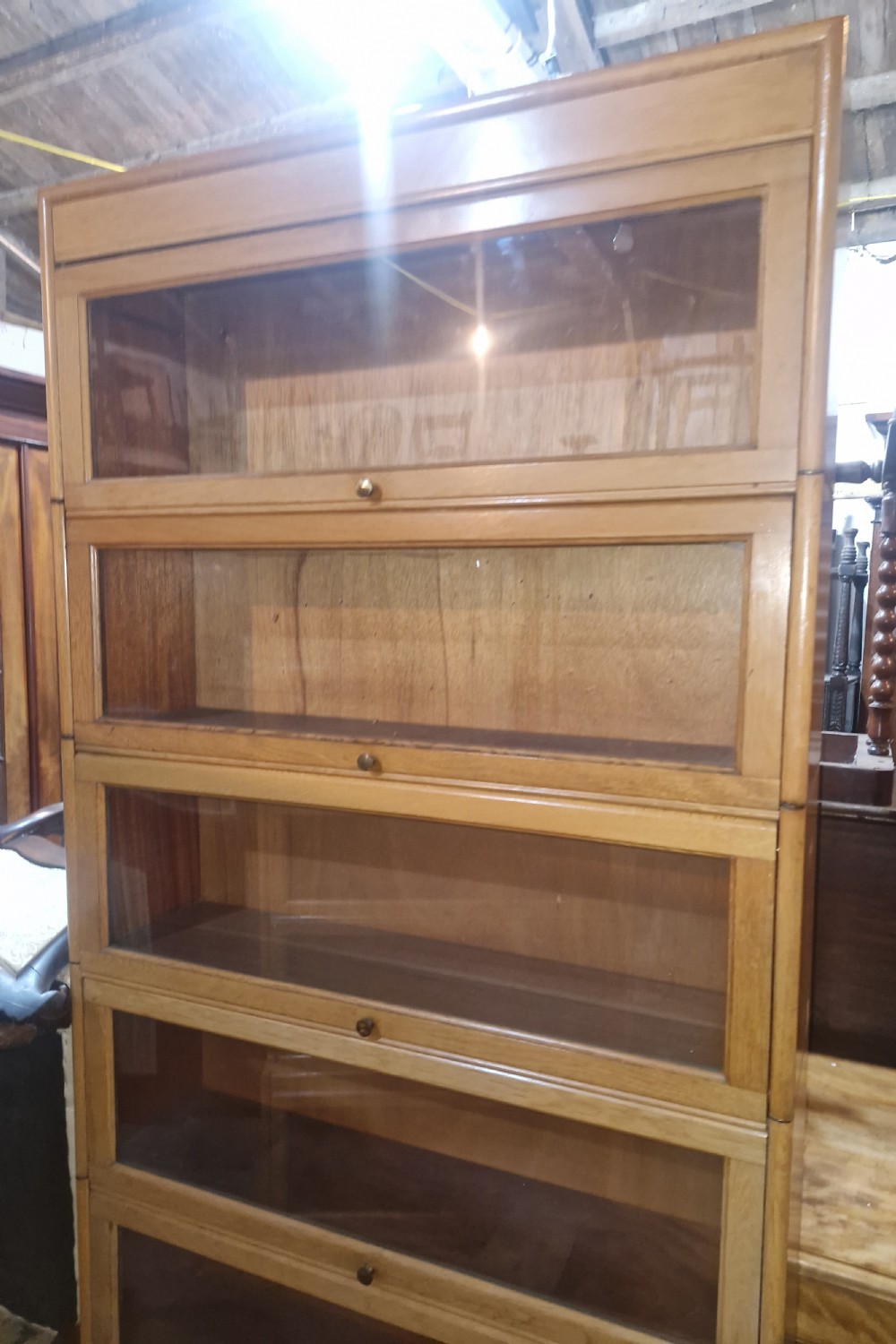 Light oak 6 section Globe Wernicke bookcase cabinet.  View VI