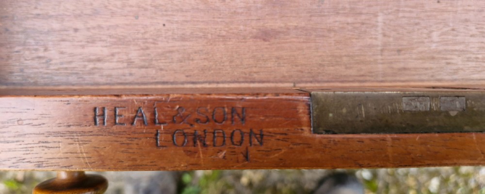 Victorian satinbirch kneehole pedestal writing desk by Heals. View IV