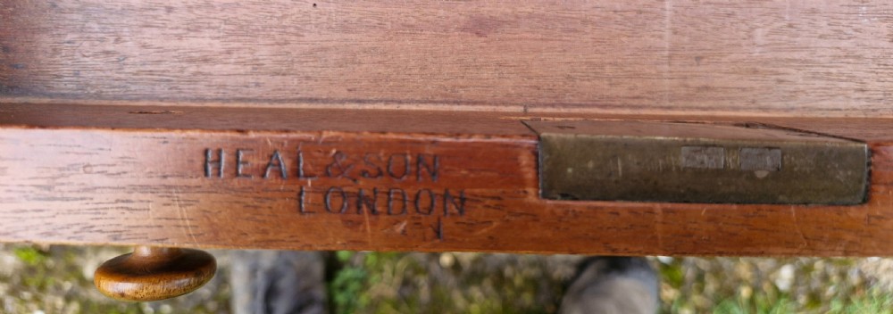 Victorian satinbirch kneehole pedestal writing desk by Heals. View VII
