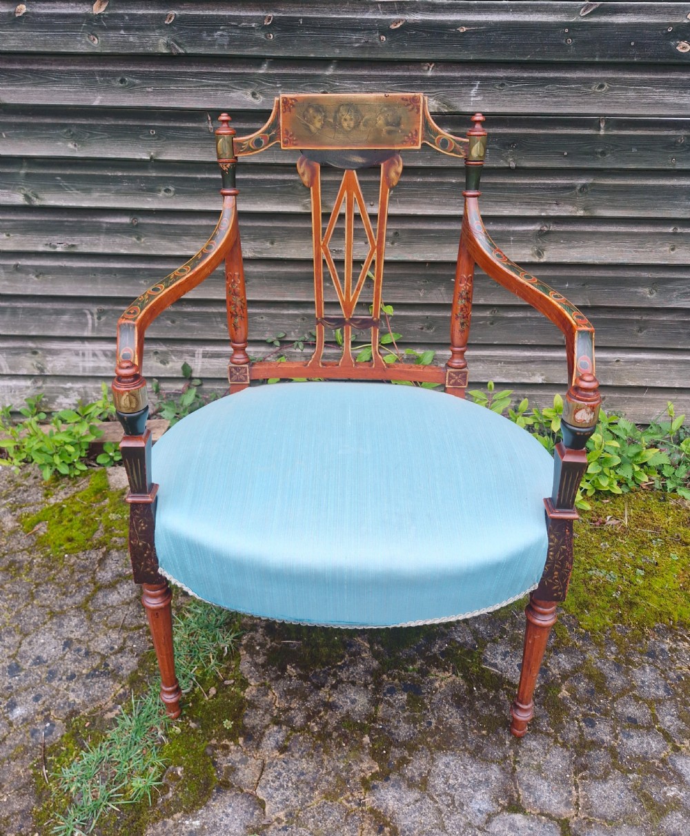 Painted satinwood armchair 