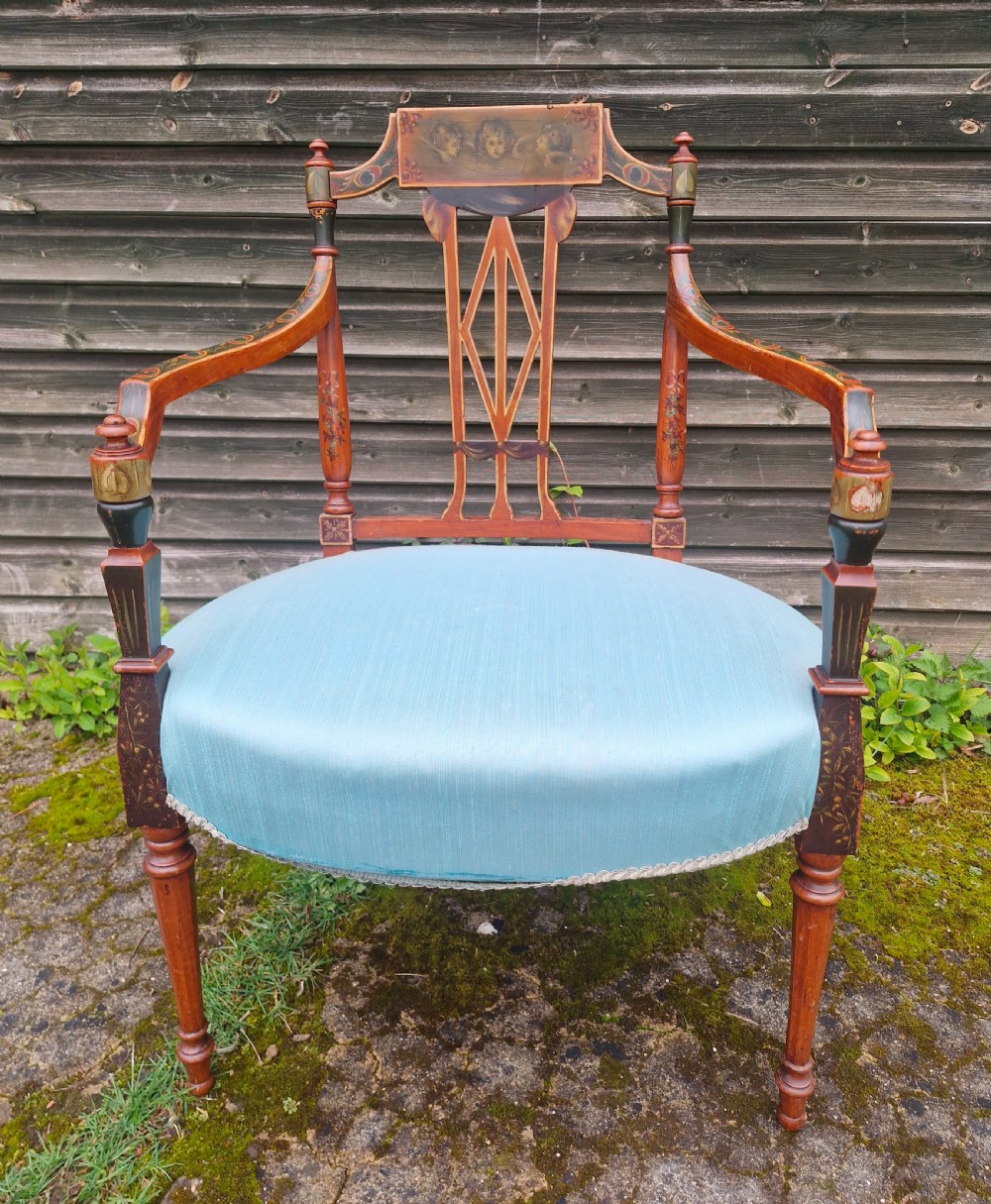 Painted satinwood armchair  View V