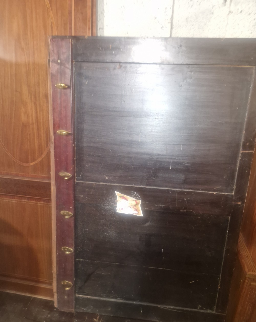 A pair of nineteenth-century mahogany wardrobe doors featuring central oval inlay panels and rectangular lower framing. View V