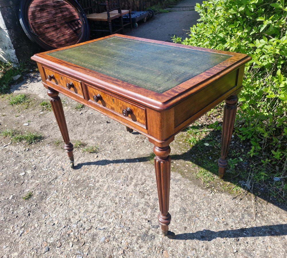 Early Victorian mahogany 2 drawer writing table.  View III
