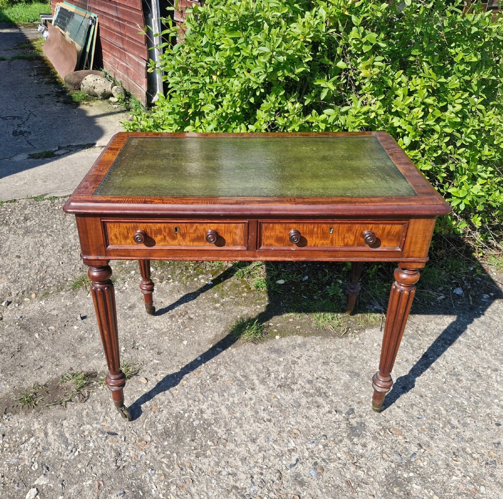 Early Victorian mahogany 2 drawer writing table.  View V