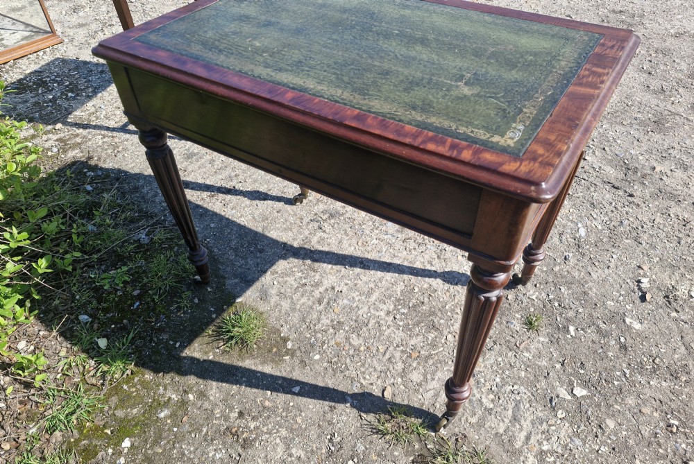 Early Victorian mahogany 2 drawer writing table.  View VI