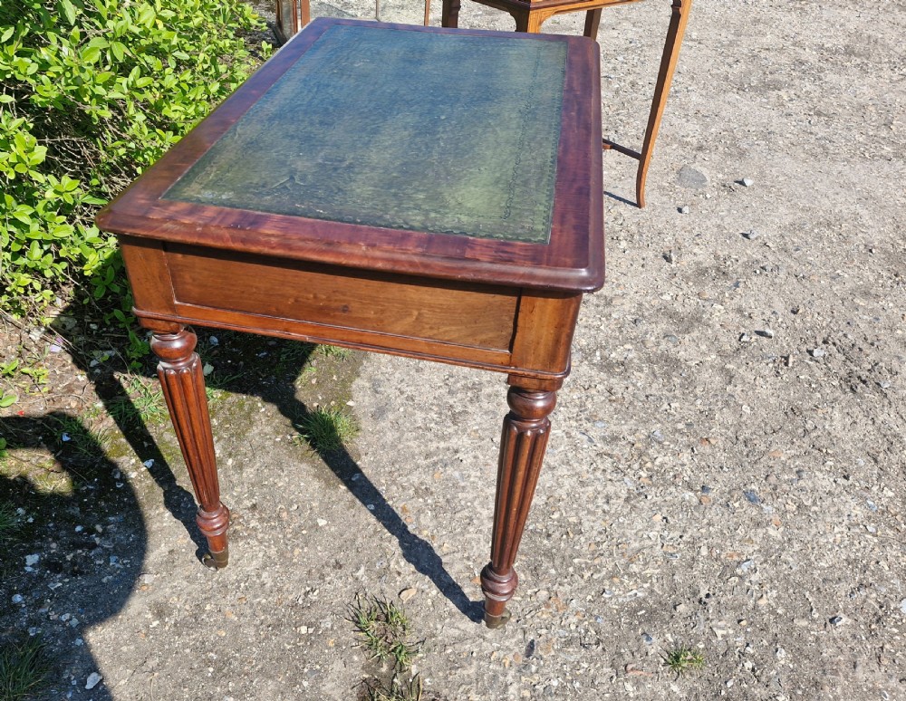 Early Victorian mahogany 2 drawer writing table.  View VII