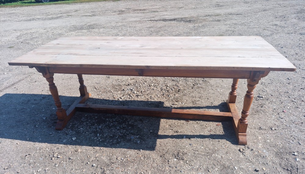 Early 20th century farmhouse kitchen dining table.  View X