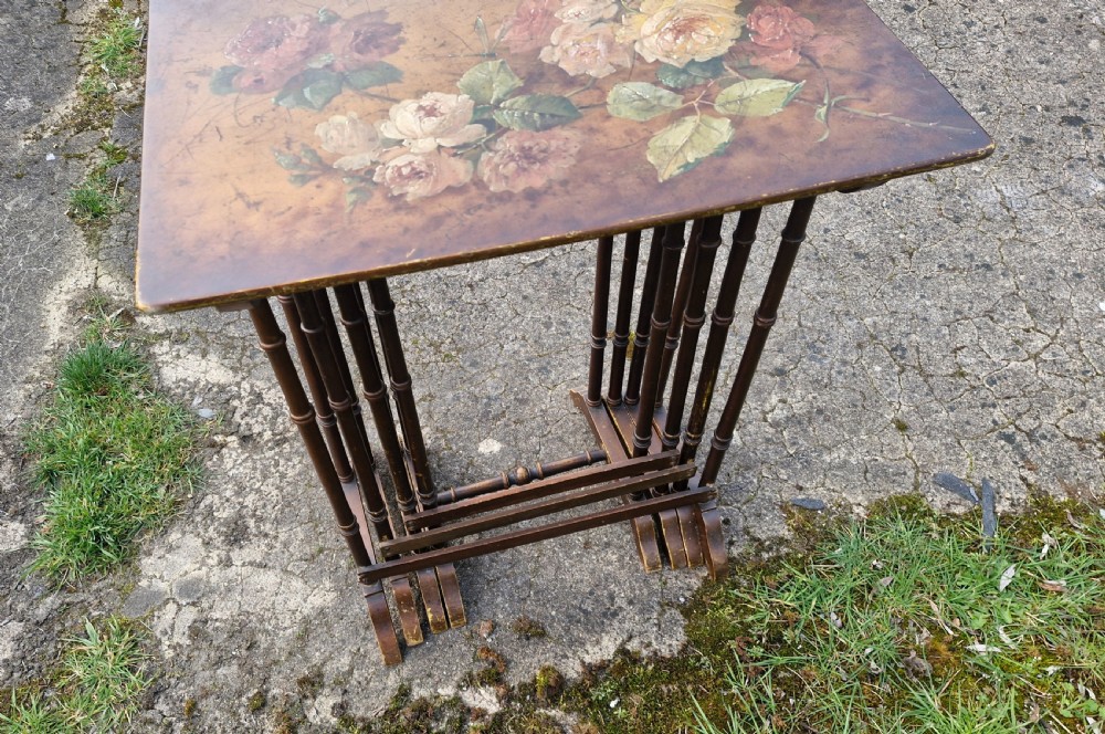 Nest of 4 painted and decorated occasional tables.  View VI