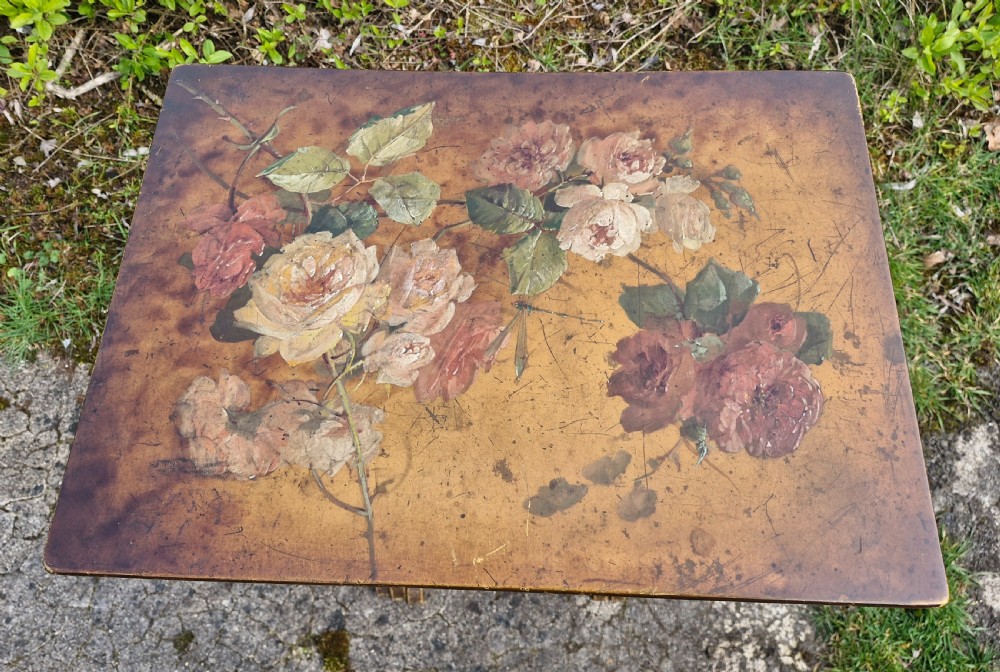 Nest of 4 painted and decorated occasional tables.  View VII