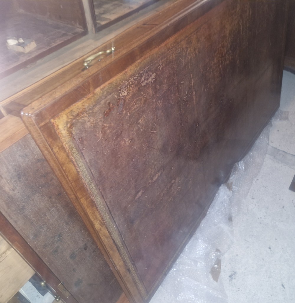 Early Victorian mahogany partners pedestal writing desk. Unusual side drawers.  View XI