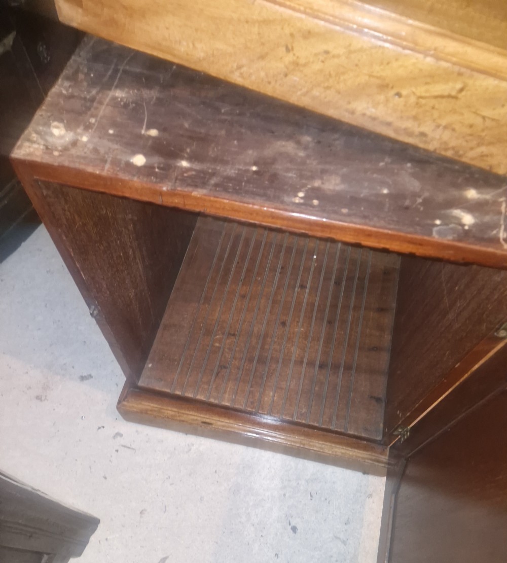 Early Victorian mahogany partners pedestal writing desk. Unusual side drawers.  View XIV