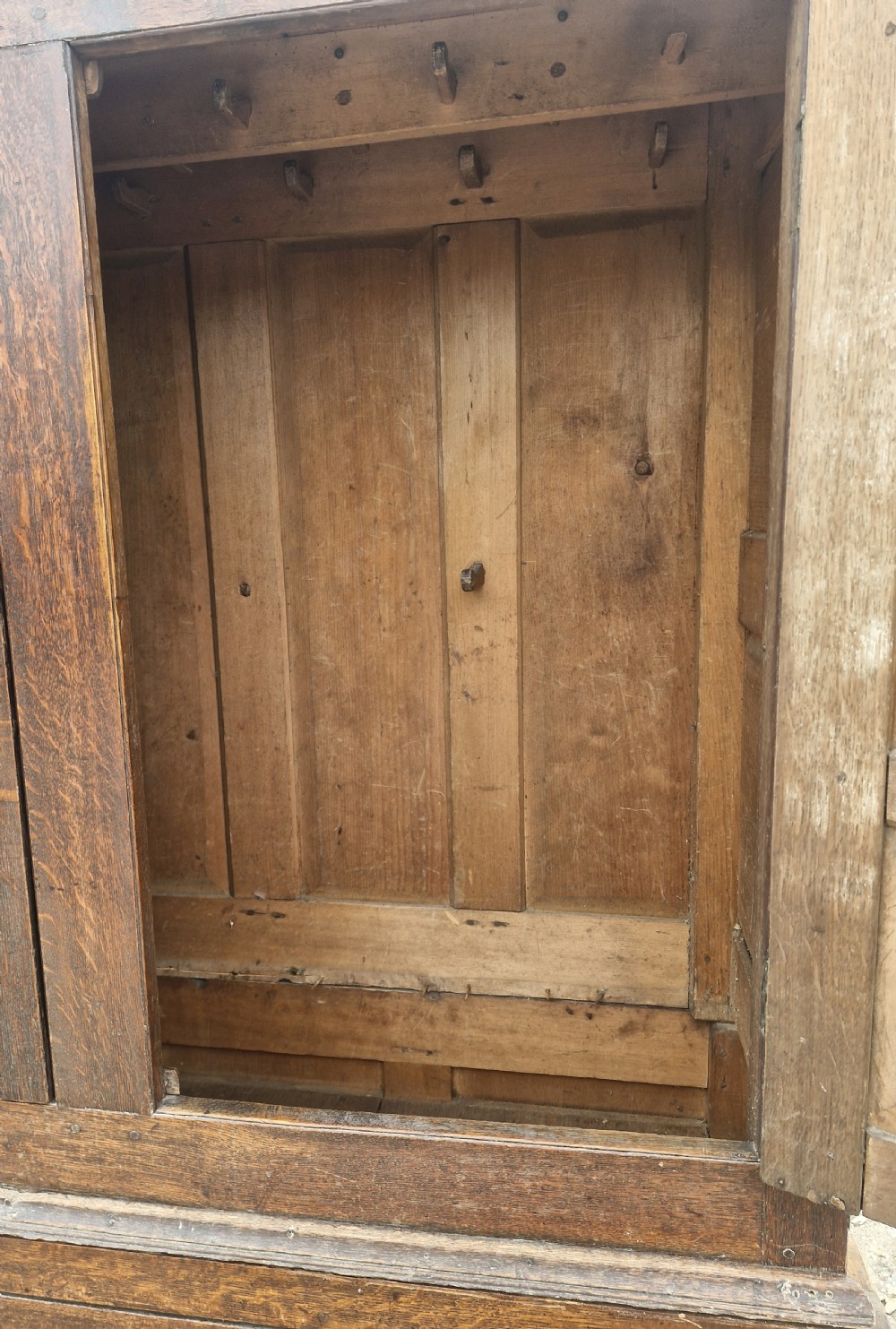 Late Georgian oak 2 part housekeepers cupboard.  View VI