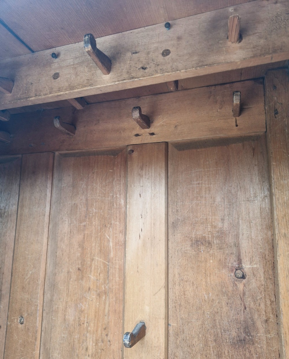 Late Georgian oak 2 part housekeepers cupboard.  View XIII