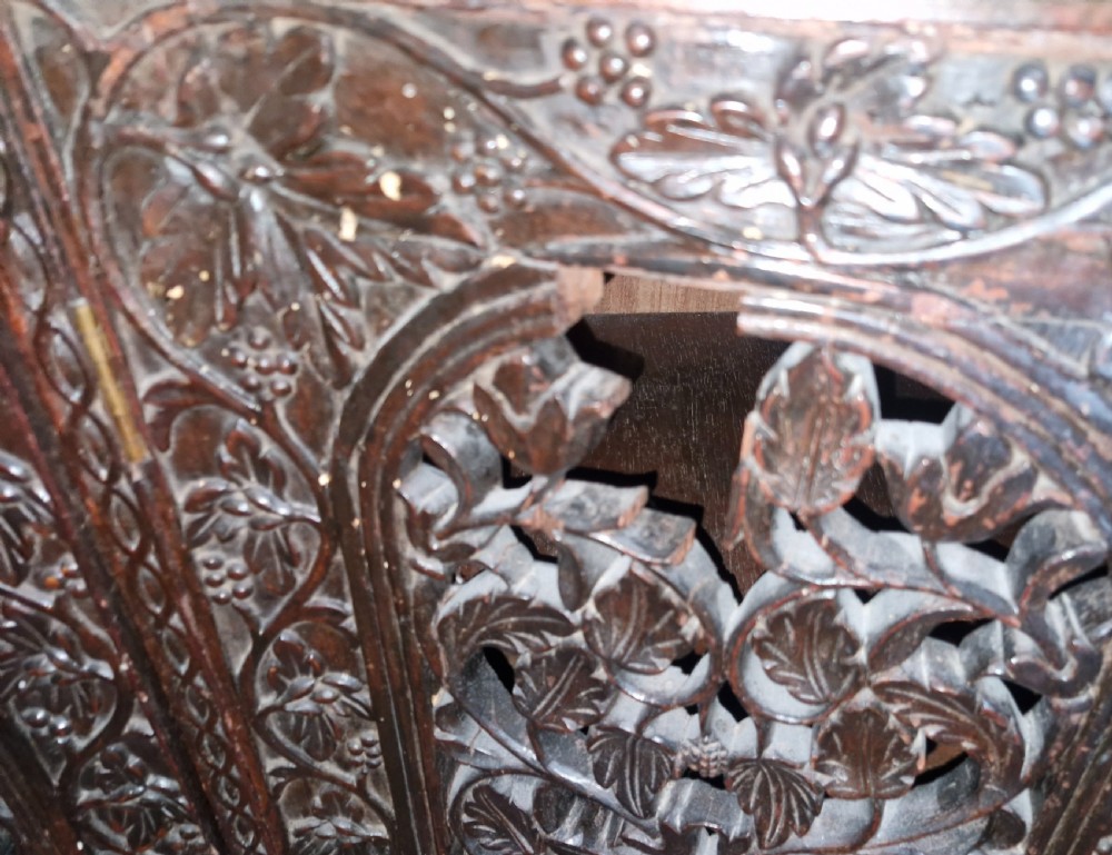 Carved Anglo Indian 4 door side cabinet. 
 View VIII