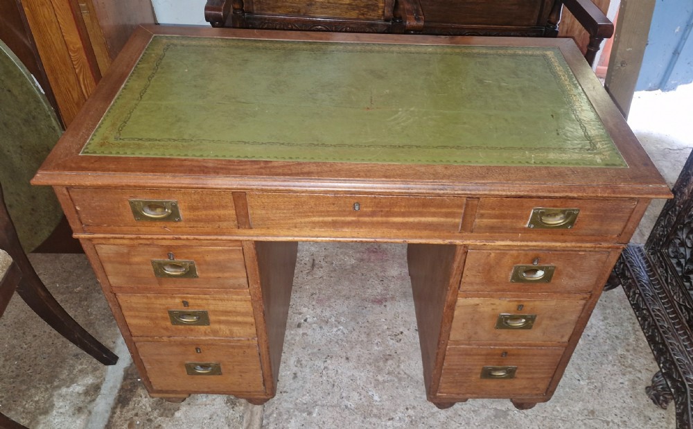 Late 19th century mahogany Ships Naval campaign desk.