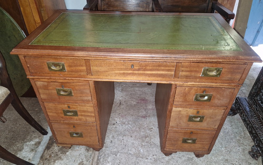 Late 19th century mahogany Ships Naval campaign desk. View III