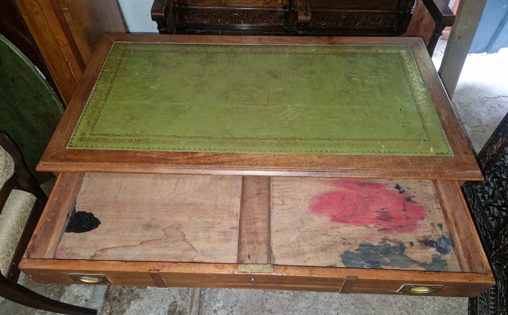 Late 19th century mahogany Ships Naval campaign desk. View IV