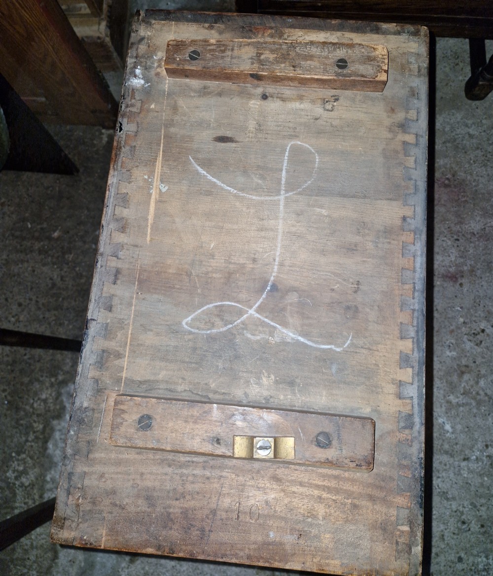 Late 19th century mahogany Ships Naval campaign desk. View VI