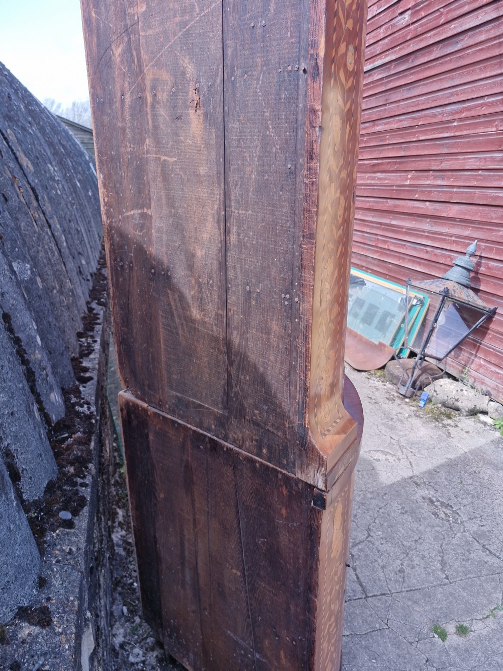 Dutch marquetry double height bow front corner cupboard.  View XII