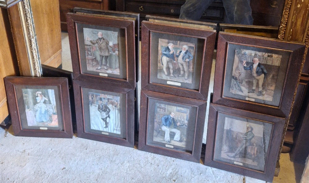 Set of 7 oak framed and glazed picture frames.  View IV