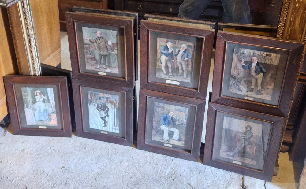 Set of 7 oak framed and glazed picture frames.  View V