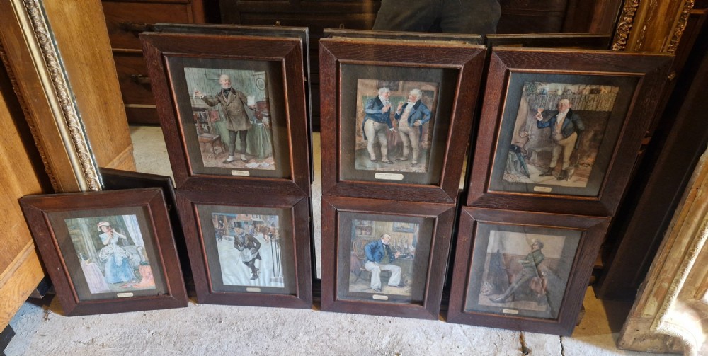 Set of 7 oak framed and glazed picture frames. 