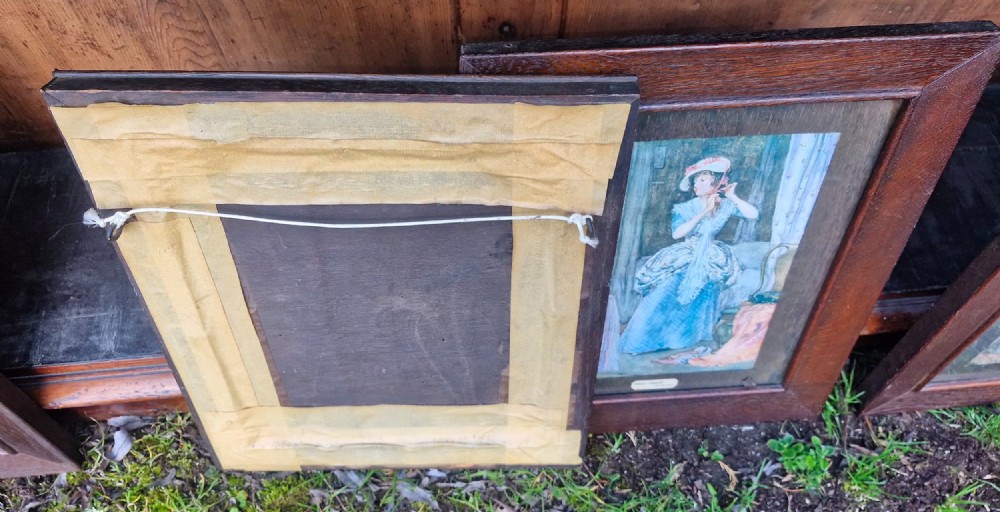 Set of 7 oak framed and glazed picture frames.  View VIII