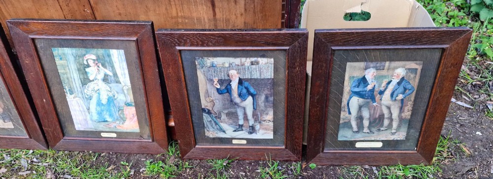 Set of 7 oak framed and glazed picture frames.  View X