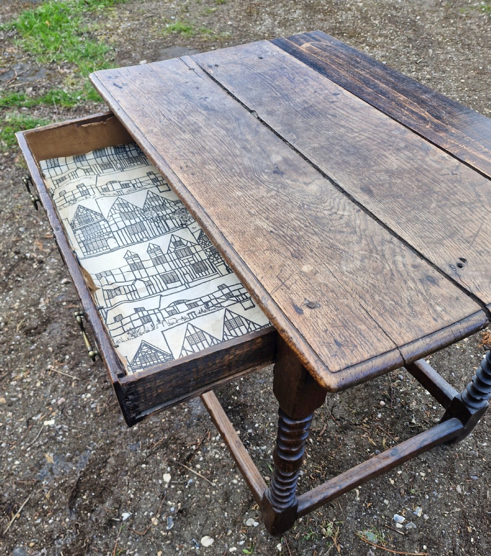 Mid 18th century oak side table.  View IV