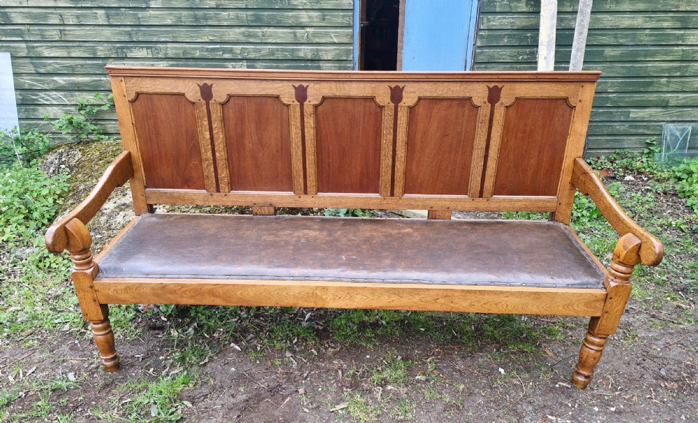 Early 19th century panelled hall seat.
