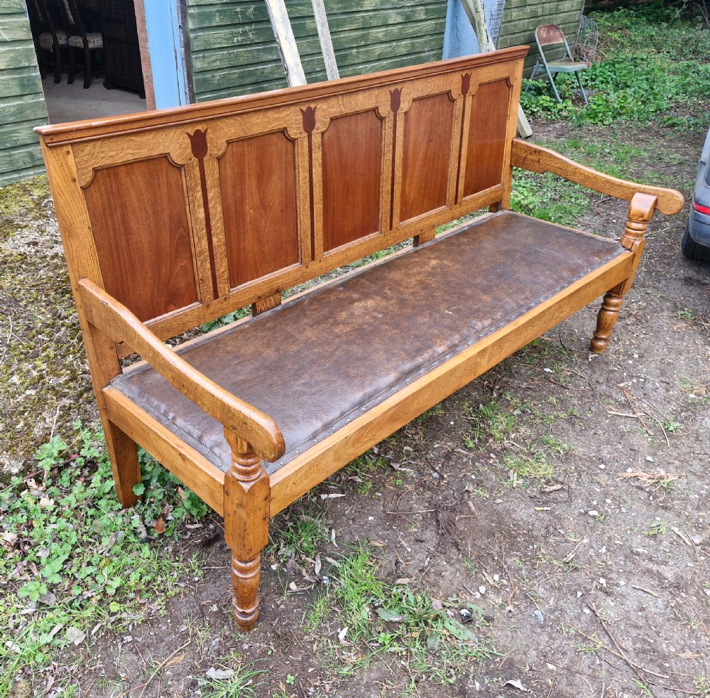 Early 19th century panelled hall seat. View VII