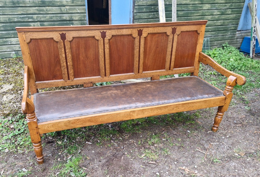 Early 19th century panelled hall seat. View VIII