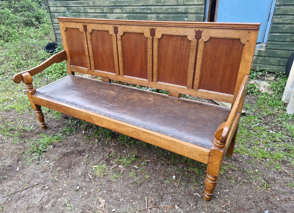 Early 19th century panelled hall seat. View X